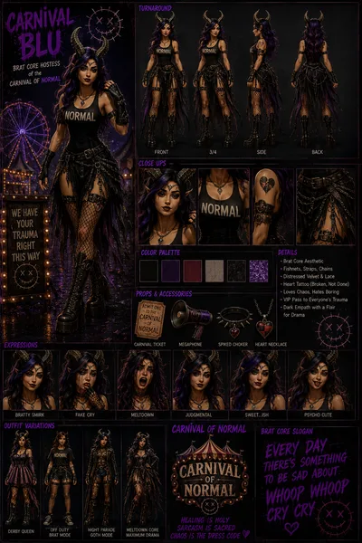 Carnival Blu 2026 demon hostess sheet