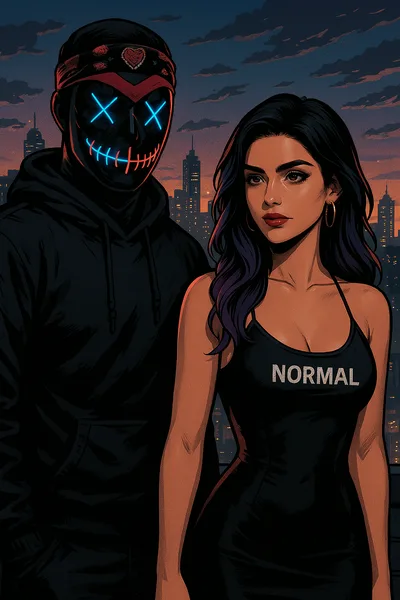 Malak and Blu 2025 neon mask rooftop