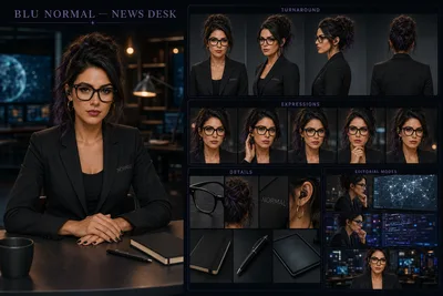 News Anchor Blu character sheet