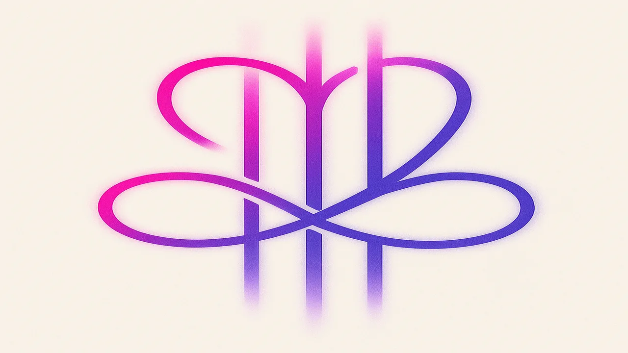 The Normal Like Peter brand mark — infinity-heart woven through three rising lines, pink-to-violet gradient on cream