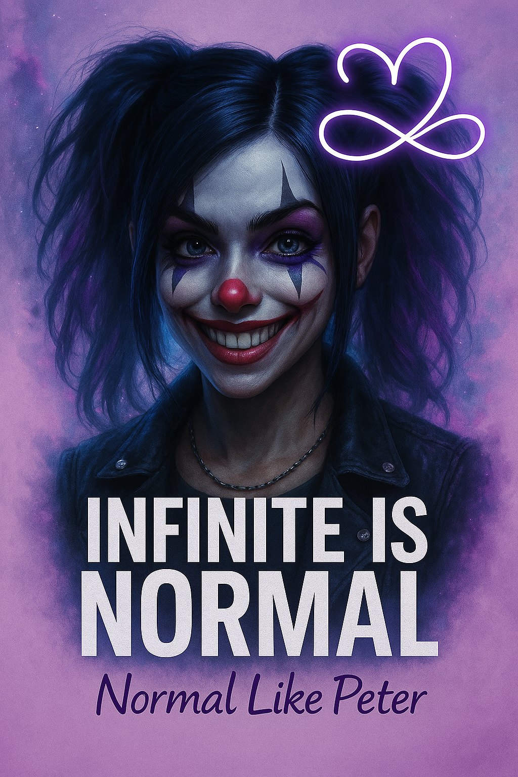 Poster — INFINITE IS NORMAL with neon infinity heart