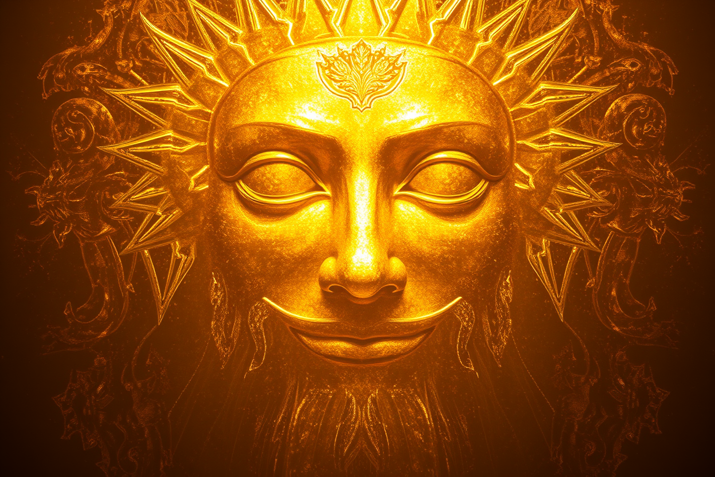 Saklas — a face made of golden light, almost convincing
